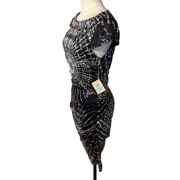 Ali Ro Nordstrom Dress 8 Stars Stretch Silk Short Sleeve Colorburst NWT $250 - Picture 7 of 9